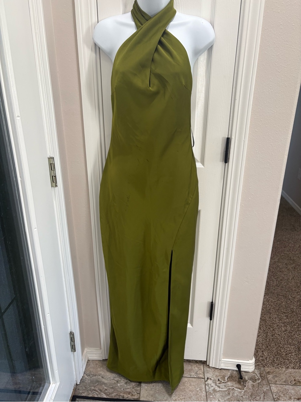 Lulu's Daney Cross Front  Halter Maxi Dress